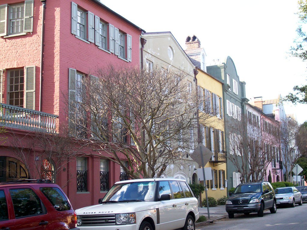 Row of attached Lowcountry townhomes